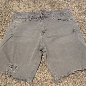 American Eagle Flex Slim Cutoff Jean Shorts Green/Gray 36